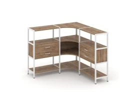 Трехсекционный угловой стеллаж трехярусный с ящиками 1590х1590х1246 Шелф Систем / Shelf System images