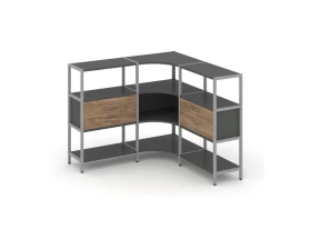 Трехсекционный угловой стеллаж трехярусный с ящиками 1590х1590х1246 Шелф Систем / Shelf System images