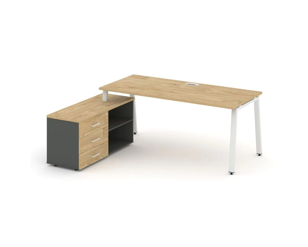 Стол письменный с греденцией левой на А-образном каркасе 2180x1480x750 Стайл Проджект Директ / Style Project Direct