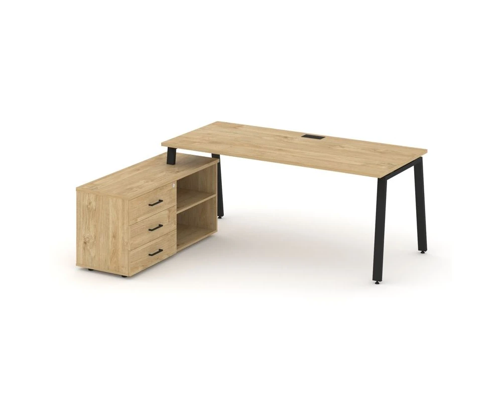 Стол письменный с греденцией левой на А-образном каркасе 2180x1480x750 Стайл Проджект Директ / Style Project Direct