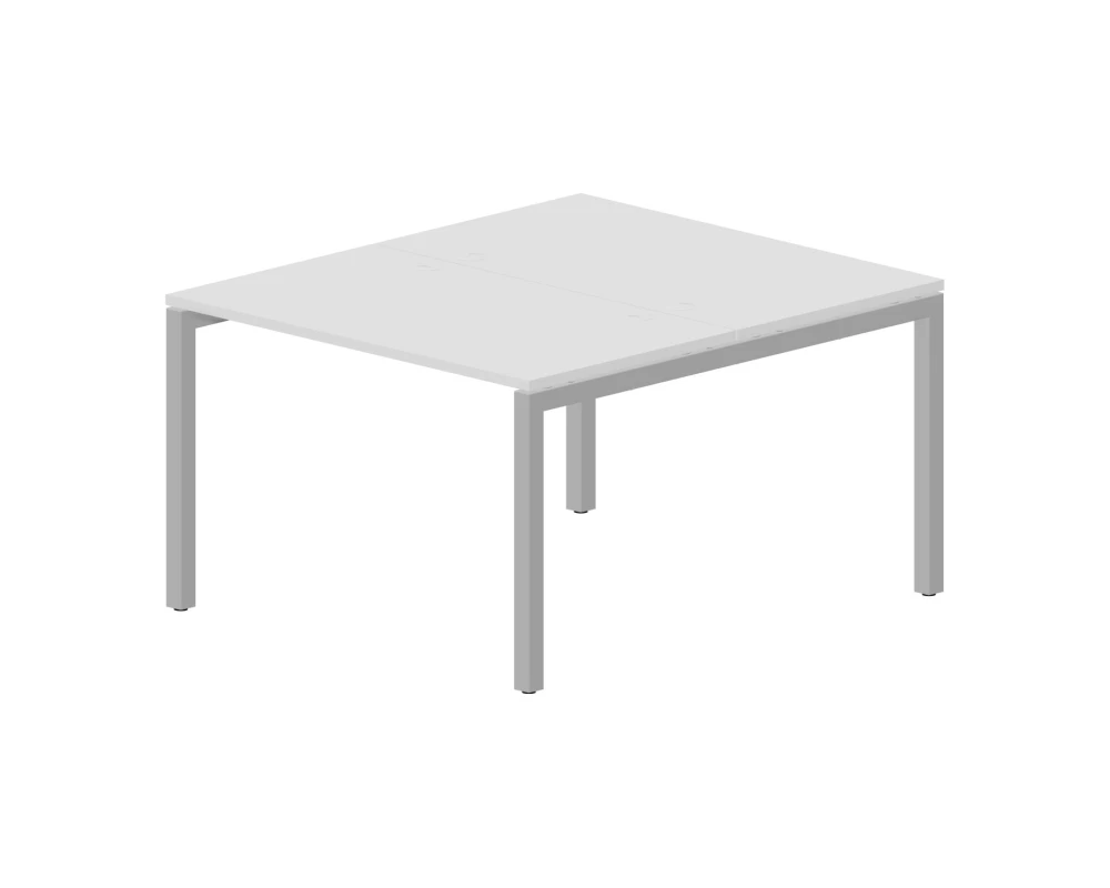 Рабочая станция на 2 места 1180х1366х750 (4 громмета) Поло / Polo Белый/Алюминий