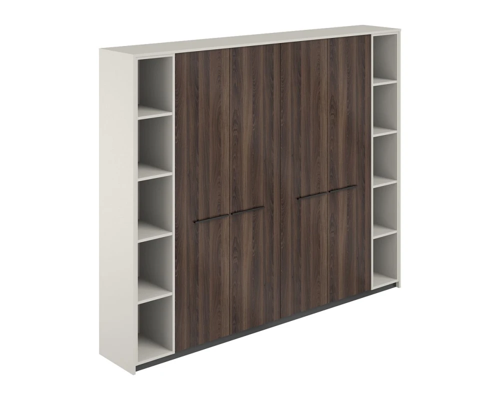 Шкаф высокий (для одежды) (2 шт) с 2-мя стеллажами, 2440х410х1994 Риф / Reef Дуб адриа/Жемчужно-серый